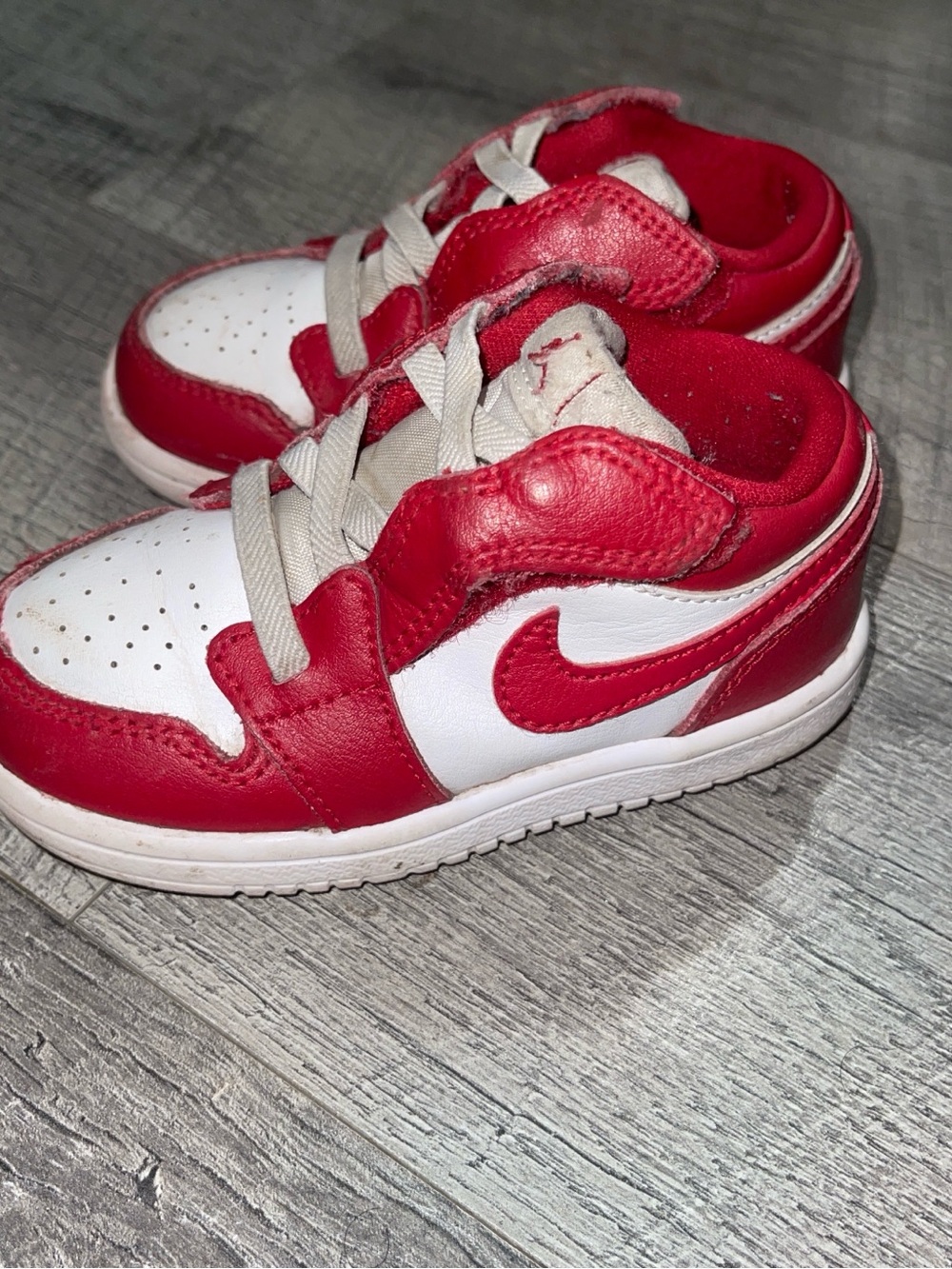 Jordan Toddler/Youth Red and White Low-Top Sneakers